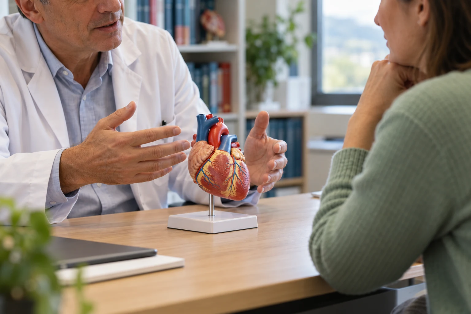 Un cardiologue explique le fonctionnement du cœur à sa patiente